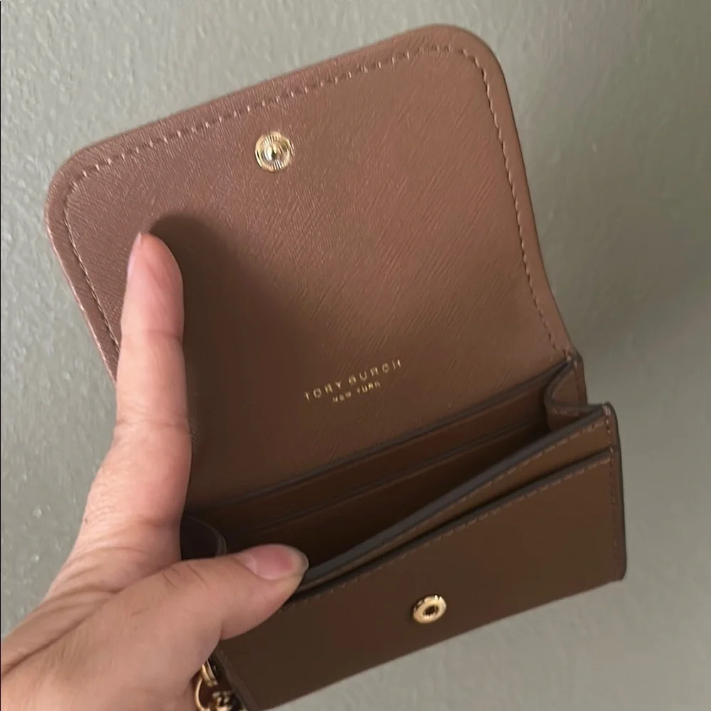Tory Burch Tan Leather Key Case with Gold Hardware